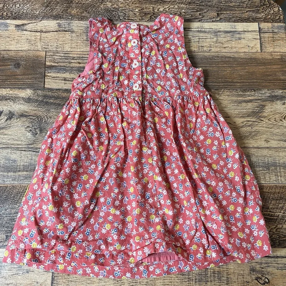 Baby Boden Floral Applique Dress Baby Girls‎ 18-24m Lined Cotton Whale Beach